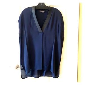 Vince Leather Trim Silk Tunic